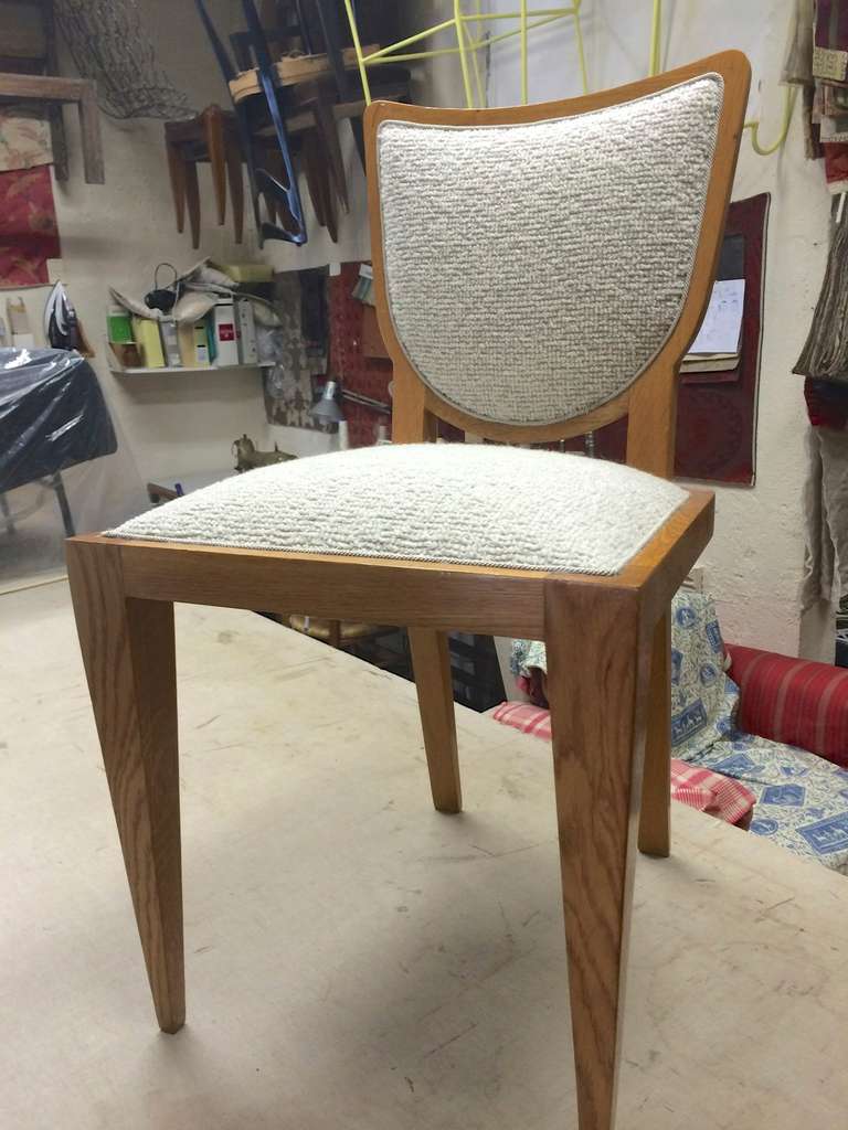 French JEAN ROYERE pair of  chair newly upholstered in mohair velvet
