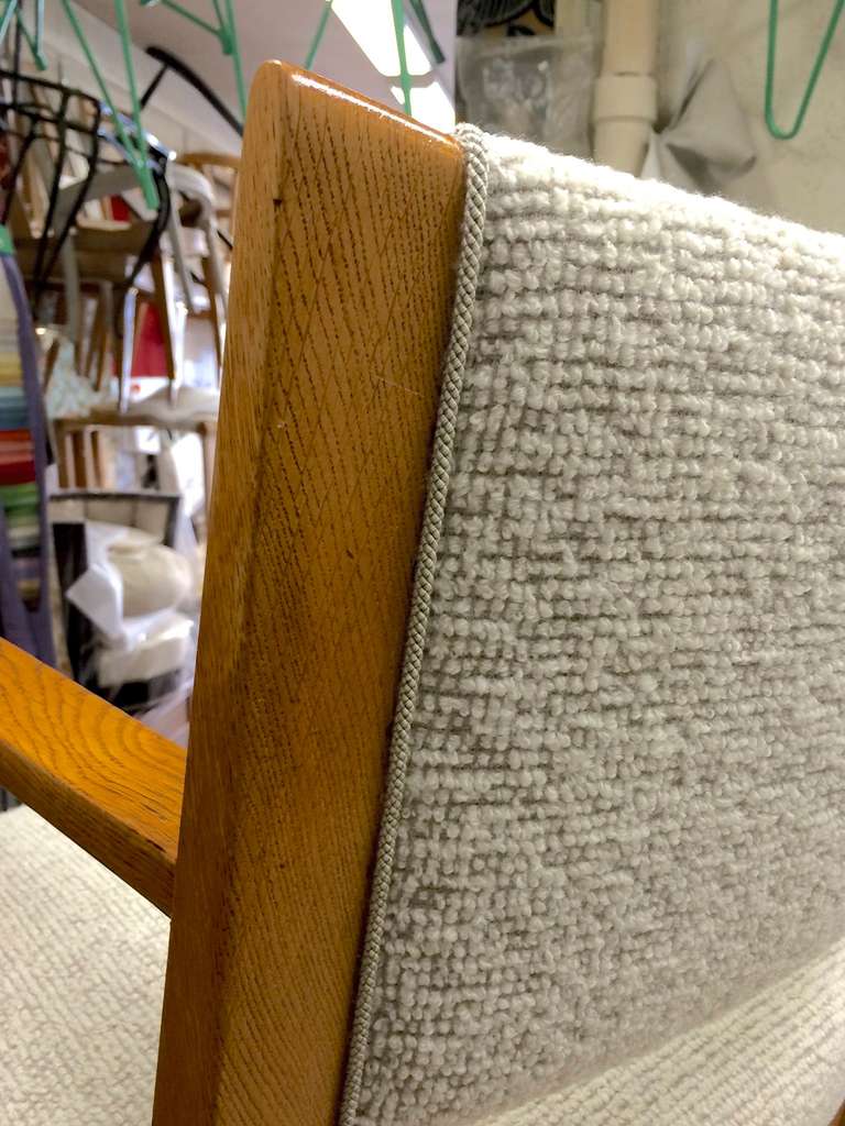 Oak JEAN ROYERE desk arm chair newly reupholsterd in mohair velvet