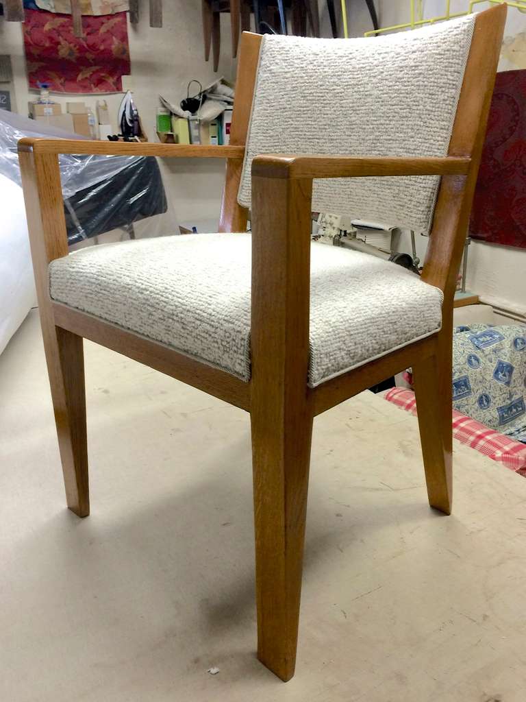 French JEAN ROYERE desk arm chair newly reupholsterd in mohair velvet