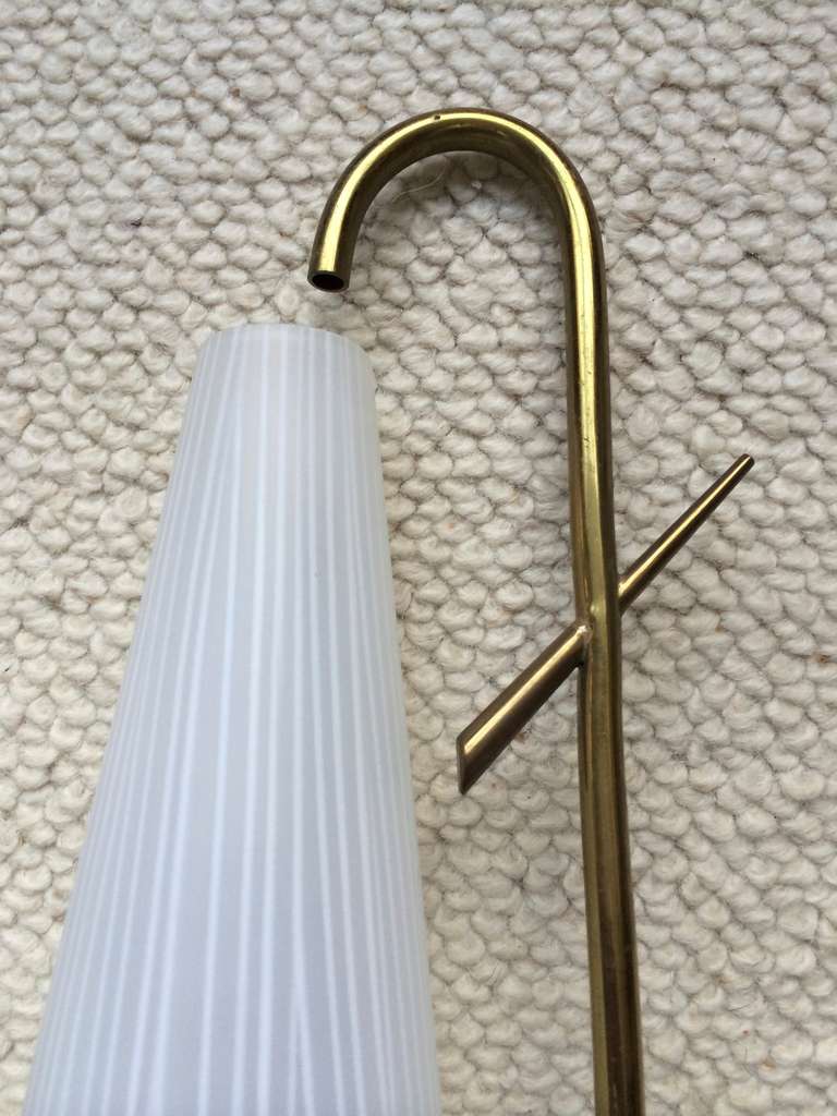 Arlus French 1950s Awesome Pair of Sconces with White Opaline Shades For Sale 4