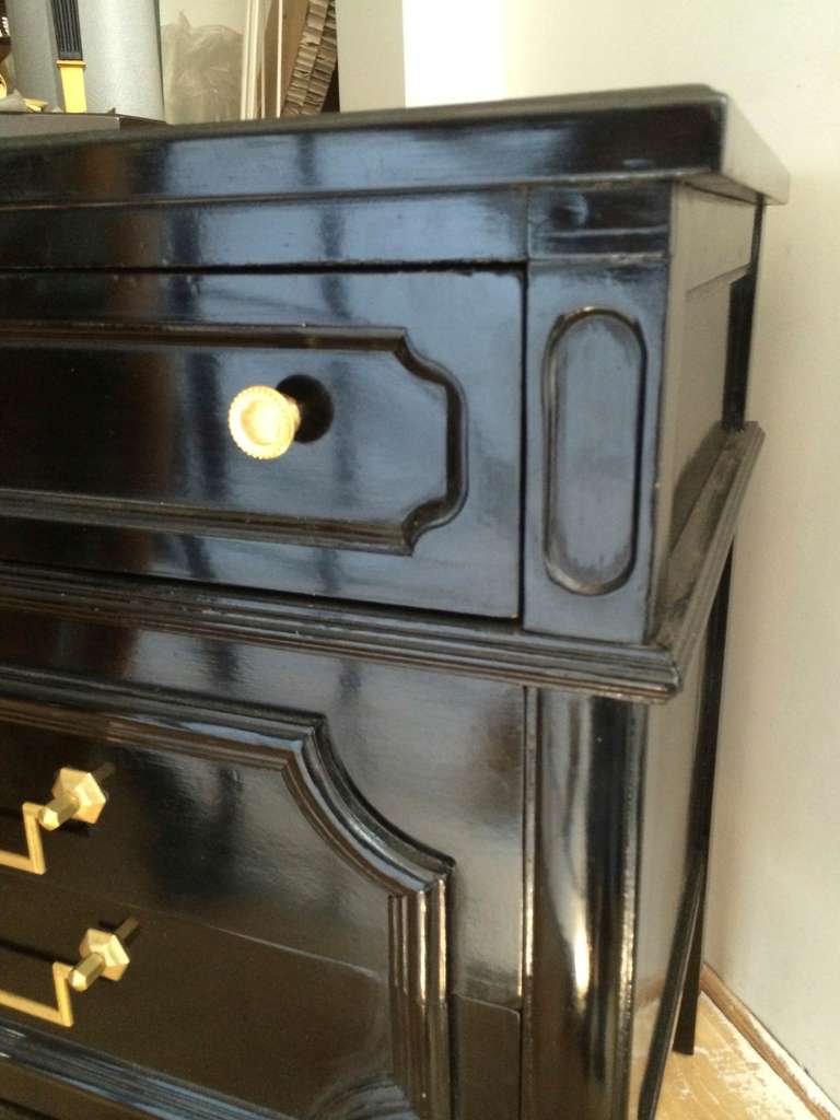 Maison Jansen 1940s Pair of Neoclassic, Black Lacquered Large Bed Sides 3