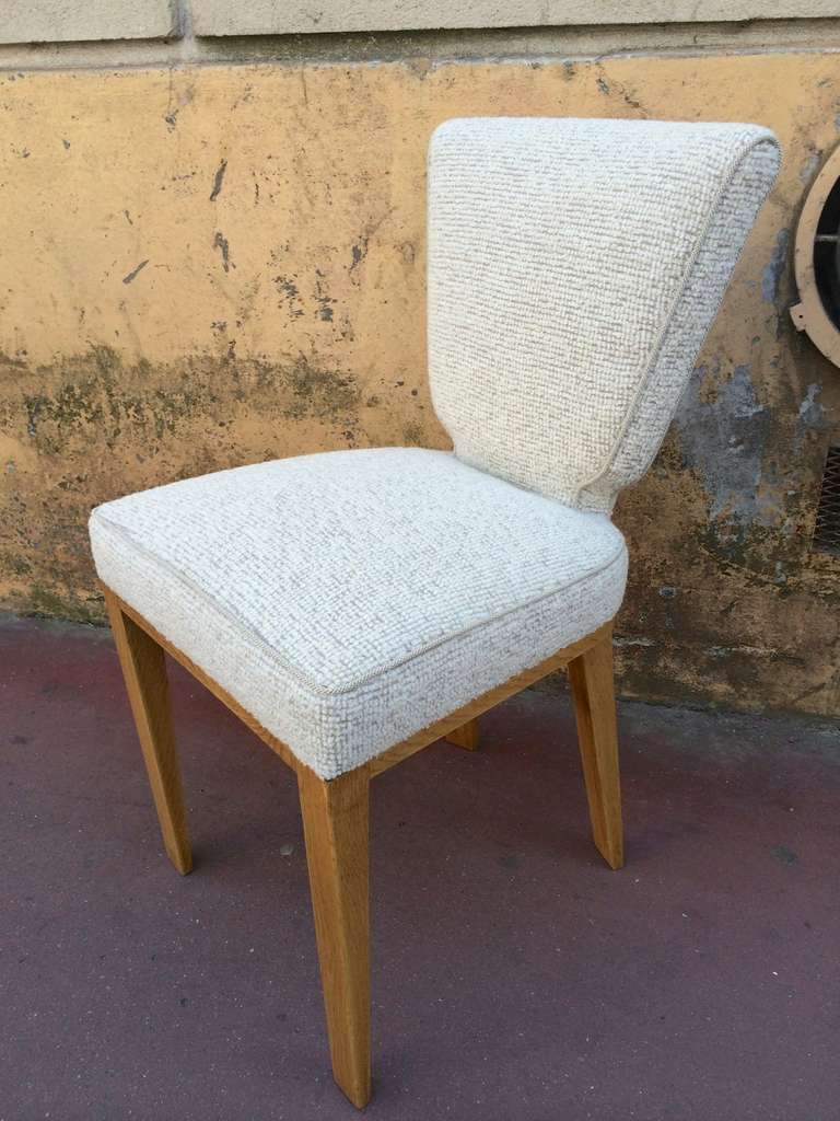 Mid-Century Modern Jean Royère Oak Genuine Documented Chair, Model 