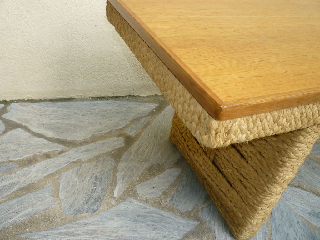 Audoux Minet Long Coffee Table in Perfect Condition of Rope