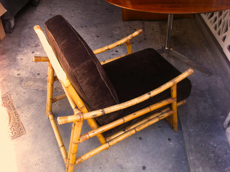 Mid-20th Century 1950s French Riviera Pair of Lounge Chairs in Rattan For Sale