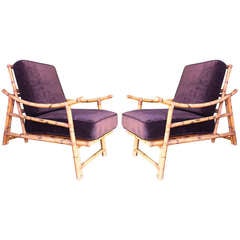 1950s French Riviera Pair of Lounge Chairs in Rattan