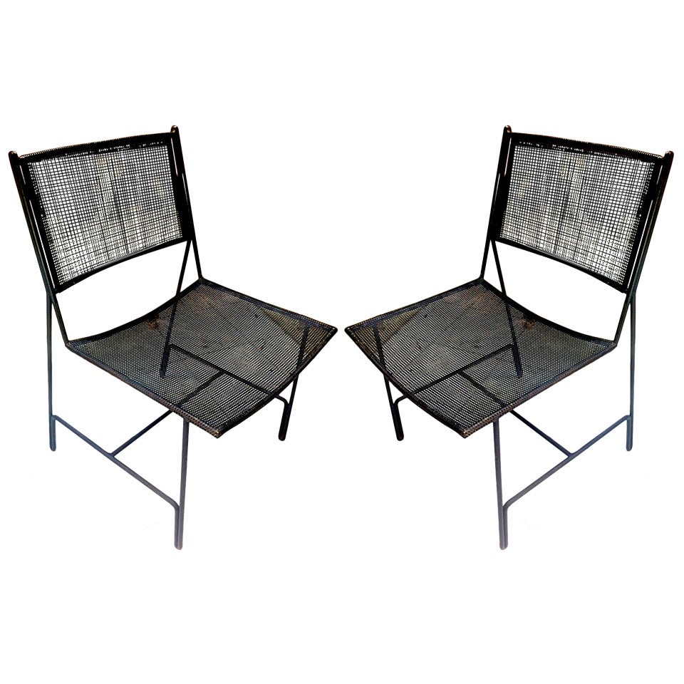Mathieu Mategot Vintage Very Rare and Documented Pair of "Rigitule" Black Chairs