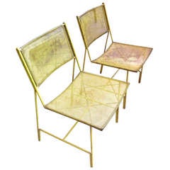 Mathieu Mategot Vintage Very Rare and Documented Pair of "Rigitule" Yellow Chair