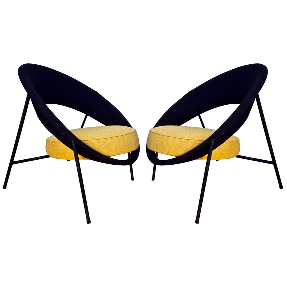 Comfortable Pair of Saturn Chairs by Genevieve Dangles and Christian Defrance