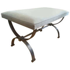 Large Bench in the Style of Jacques Quinet with a Powerful Steel Iron Base 12