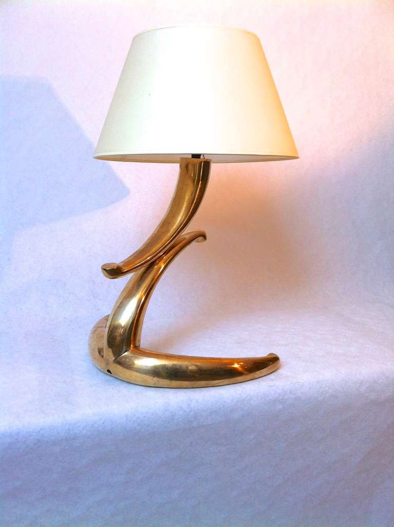 Awesome pair of solid gold bronze French 1970s lamps.