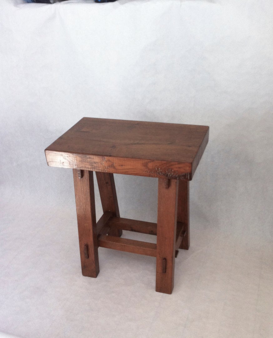 Mid-20th Century French Set of Four Organic Stools in Rustic Pine For Sale