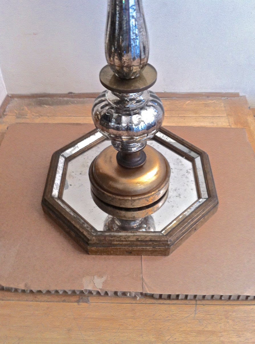 French Maison Bagues Rare 1940s Mercury Glass Standing Lamp For Sale