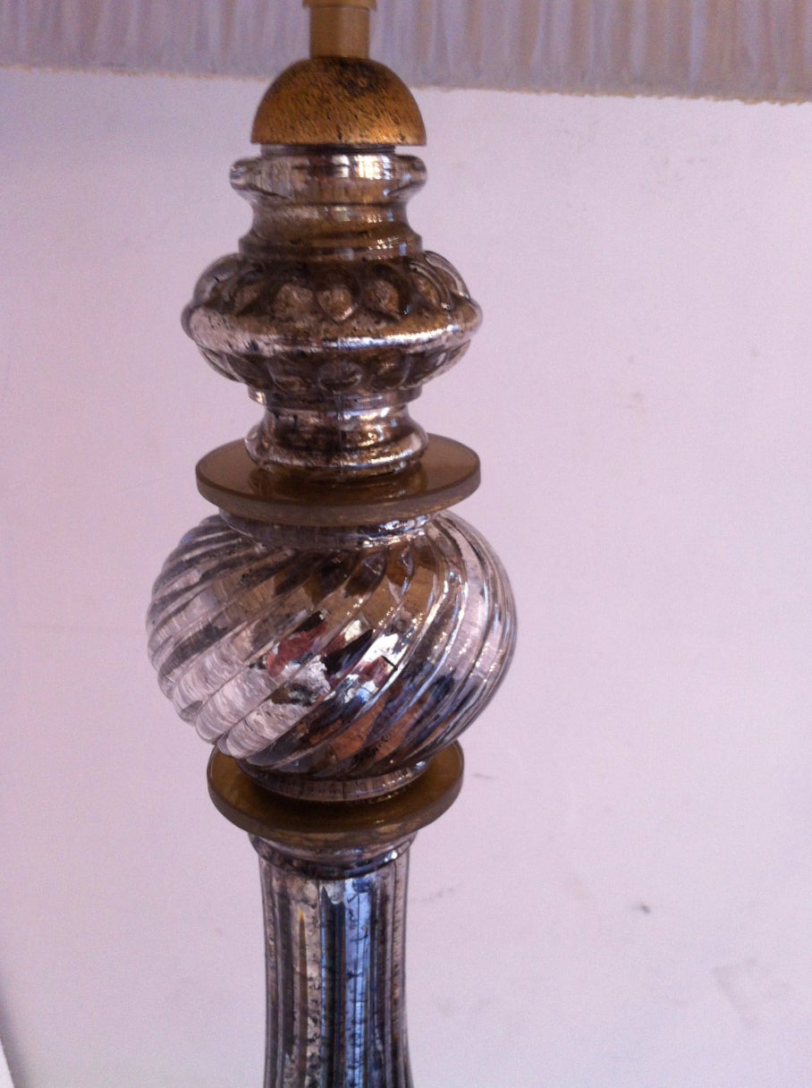 Mid-20th Century Maison Bagues Rare 1940s Mercury Glass Standing Lamp For Sale