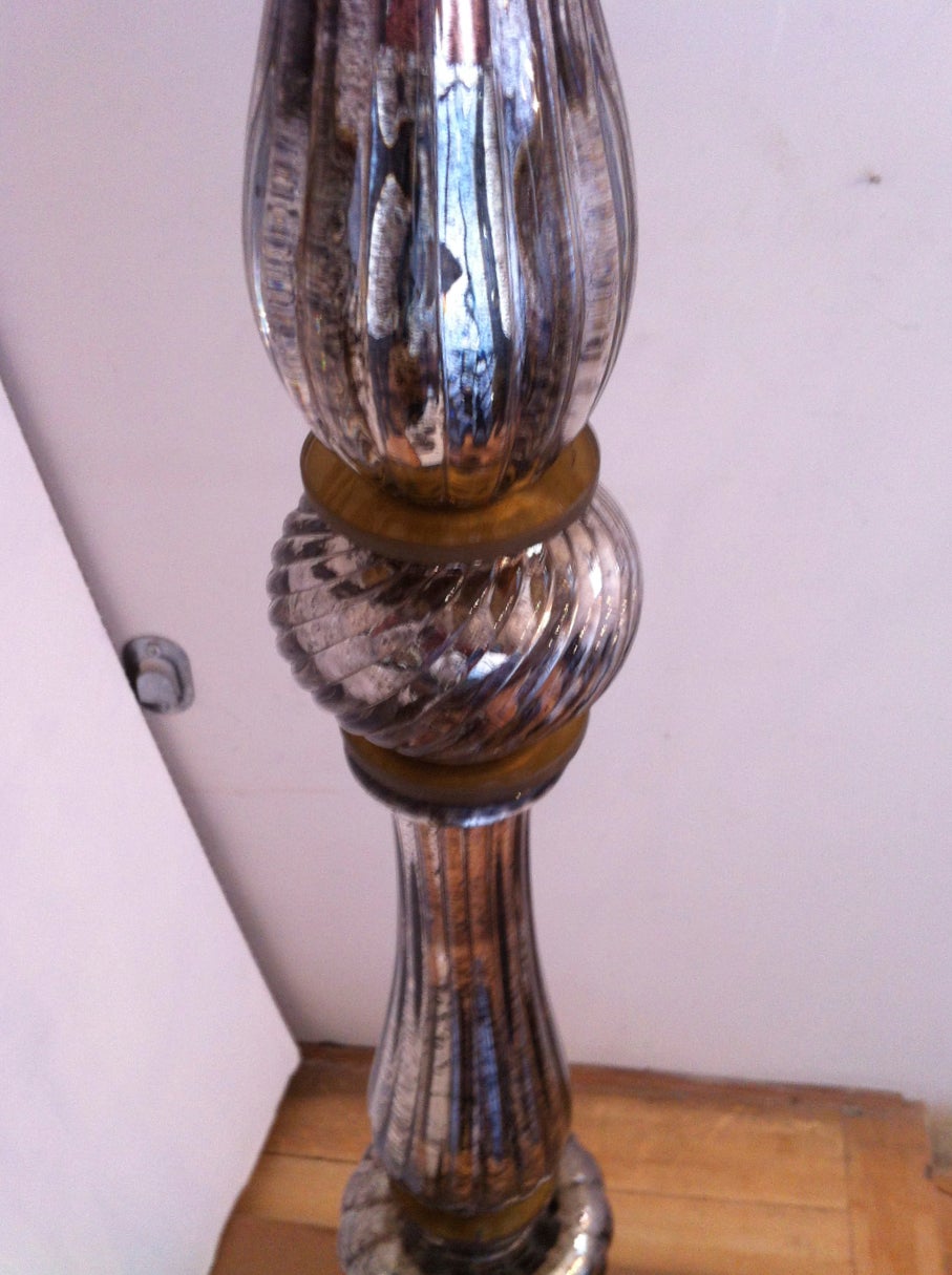 Maison Bagues Rare 1940s Mercury Glass Standing Lamp For Sale 2