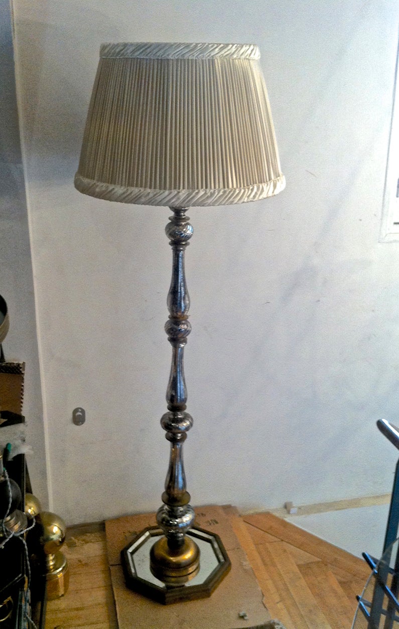 Maison Bagues Rare 1940s Mercury Glass Standing Lamp For Sale 4