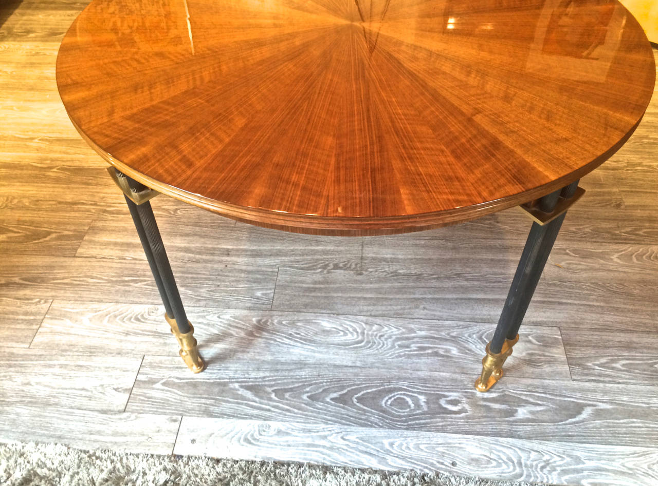 Woodwork Jules Leleu Documented, 1950s, Design Round Extendable Dining Table For Sale