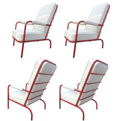 Set of French 1950s Four Comfortable Lounge Chairs in the Style of Jean Prouvé