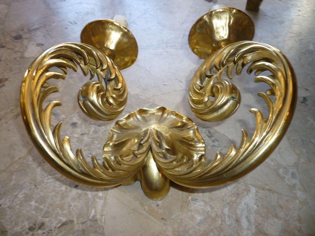 French Heavy Bronze Sconces by Marcel Asselbur For Sale