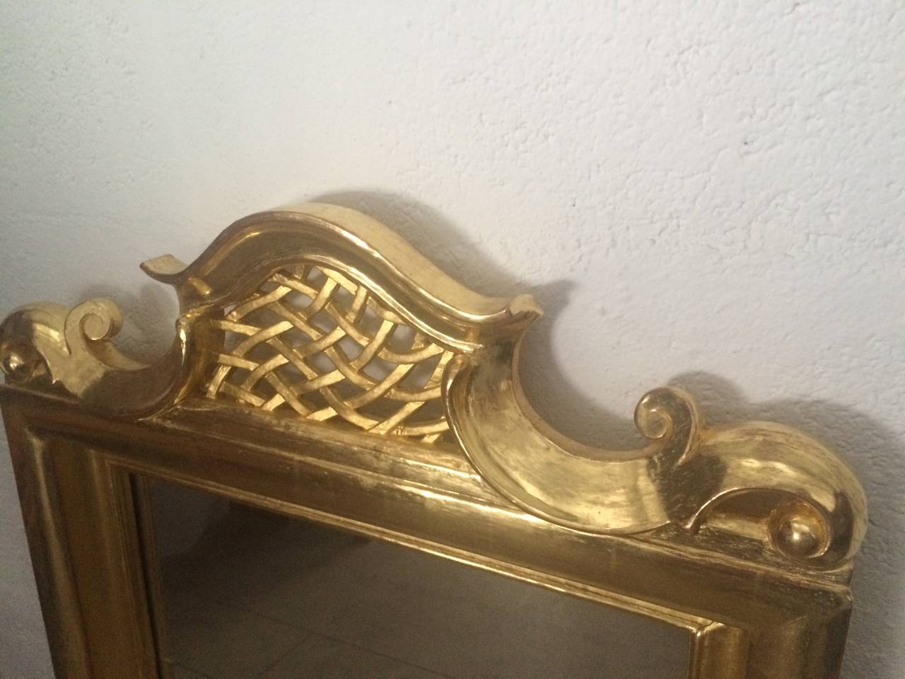 Mid-20th Century Jean Charles Moreux Superb Neoclassic Gold Leaf Carved Mirror For Sale
