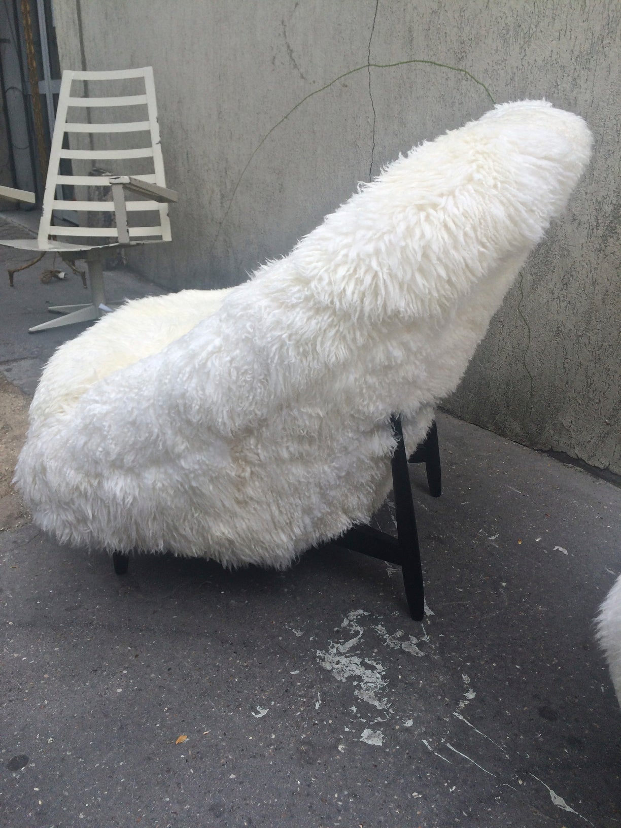 Mid-Century Modern Theo Ruth for Artifort 1950s Chairs Newly Covered in Sheep Fur