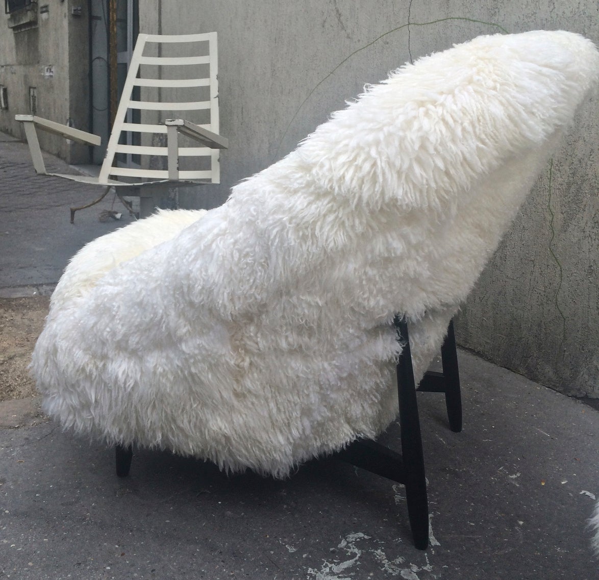 Dutch Theo Ruth for Artifort 1950s Chairs Newly Covered in Sheep Fur