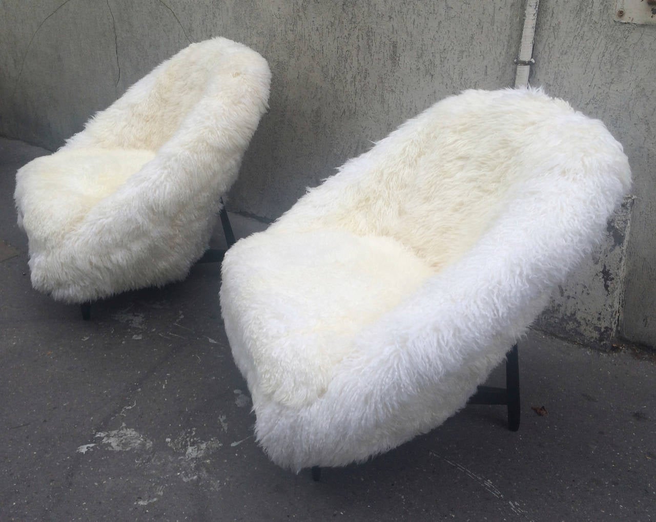 Theo Ruth for Artifort 1950s Chairs Newly Covered in Sheep Fur 2