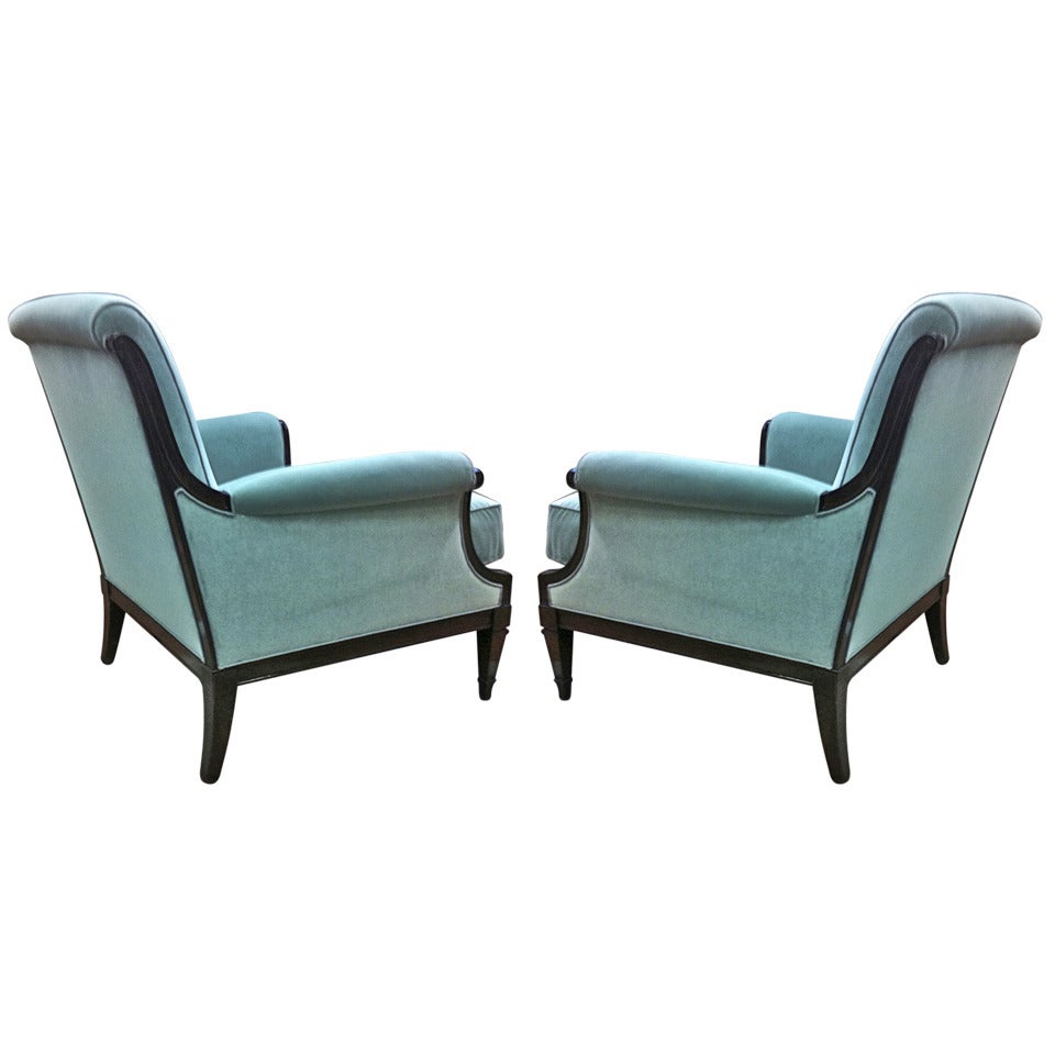 Jean Michel Frank Attributed Pair of Lounge Chairs Extremely Comfortable For Sale