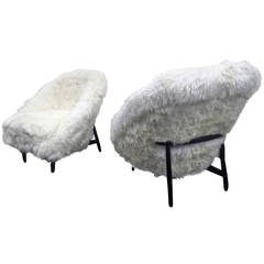 Theo Ruth for Artifort 1950s Chairs Newly Covered in Sheep Fur