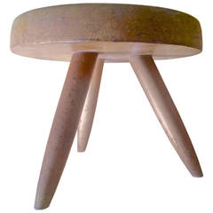 Charlotte Perriand 1950s Genuine Tripod Ash Tree Stool in Vintage Condition