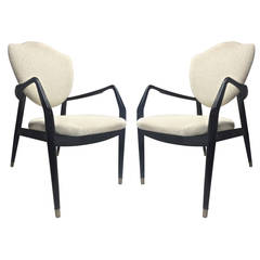 Karl-Erik Ekselius Rare Pair of R Black Lacquered Chairs Covered in Alpaca Cloth 9