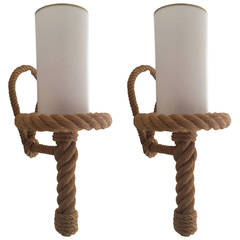 Audoux-Minet Riviera Pair of Rope Sconces in Vintage Condition