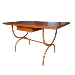 Jacques Adnet - Hand Stiched Desk In Brown Leather