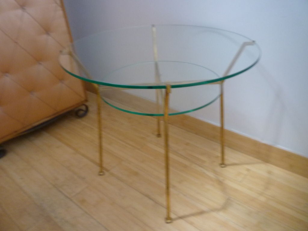 Andre Hayat Two-Tier Gilded Wrought Iron Glass Coffee Tables For Sale 2