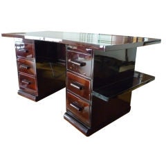 French Art Deco Six-Drawer Double-Face Curved Desk