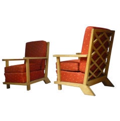 Pair of Arm-Chairs In Sycamore attribuated to Jean Royere