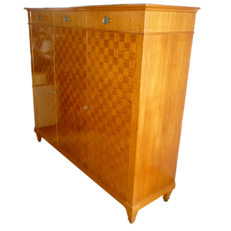 Raoul Lardin Armoire in Sycamore Marquetry For Sale