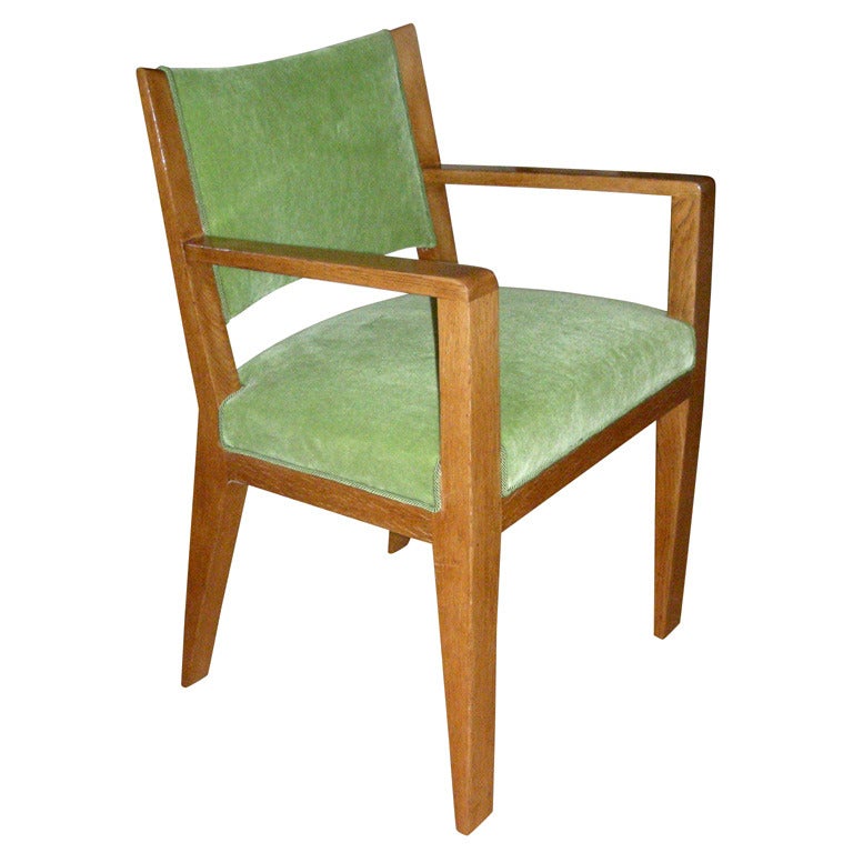 JEAN ROYERE desk arm chair newly reupholsterd in mohair velvet