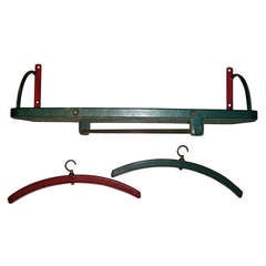Jacques Adnet Rare Hand Stiched Leather Shelve With 2 Hangers