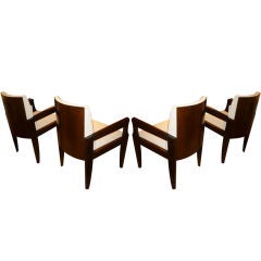 Andre Sornay Exceptional Set of Four Armchairs with Nailed Back 1