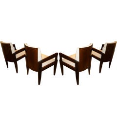 Andre Sornay Exceptional Set of Four Armchairs with Nailed Back