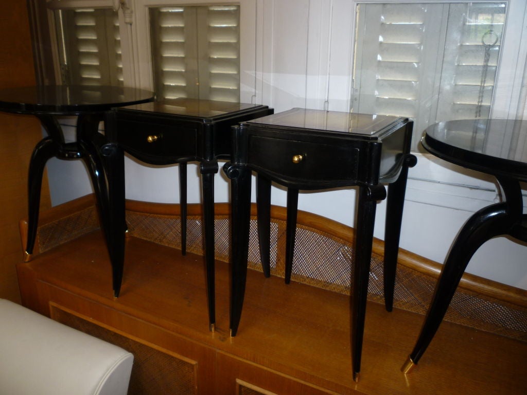 Jean Pascaud Pair of Side Tables with Églomisé Tops For Sale 1