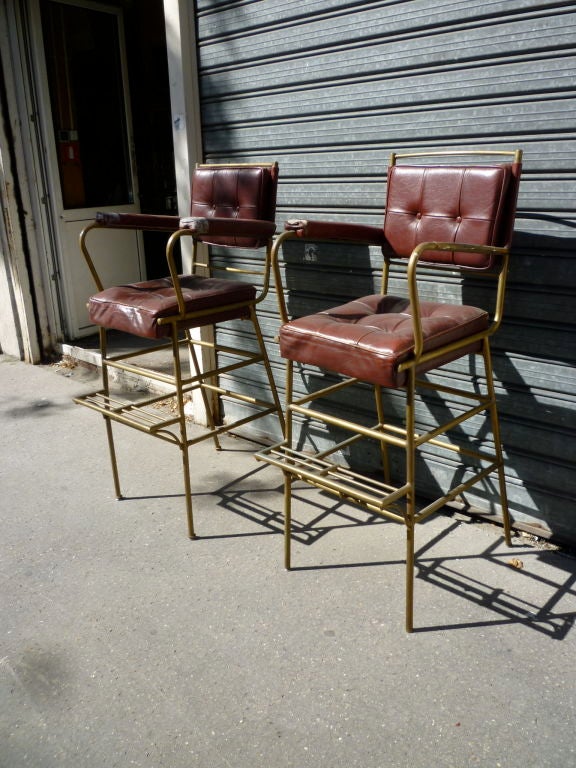 Brass MATHIEU MATEGOT spectacular bar stools for PUB RENAULT PARIS