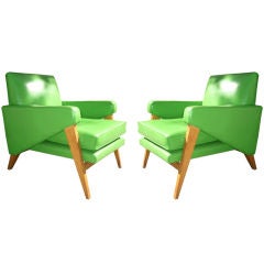 fifties spectacular pair of chair covered in apple green acid vi