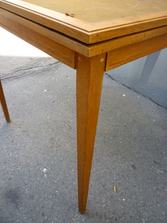 Mid-20th Century Jacques Adnet Neoclassic Oak Foldable Top, Playing Card Table