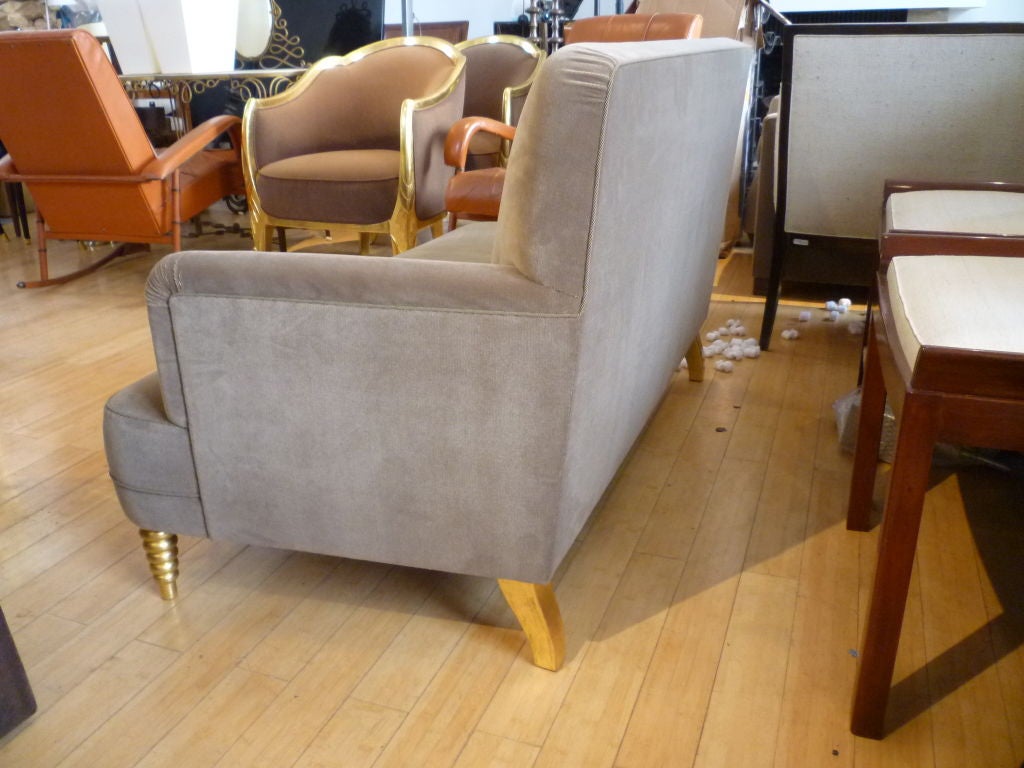  Gold Leaf Legs Set with a Couch and Two Chairs attributed In Good Condition For Sale In Paris, ile de france