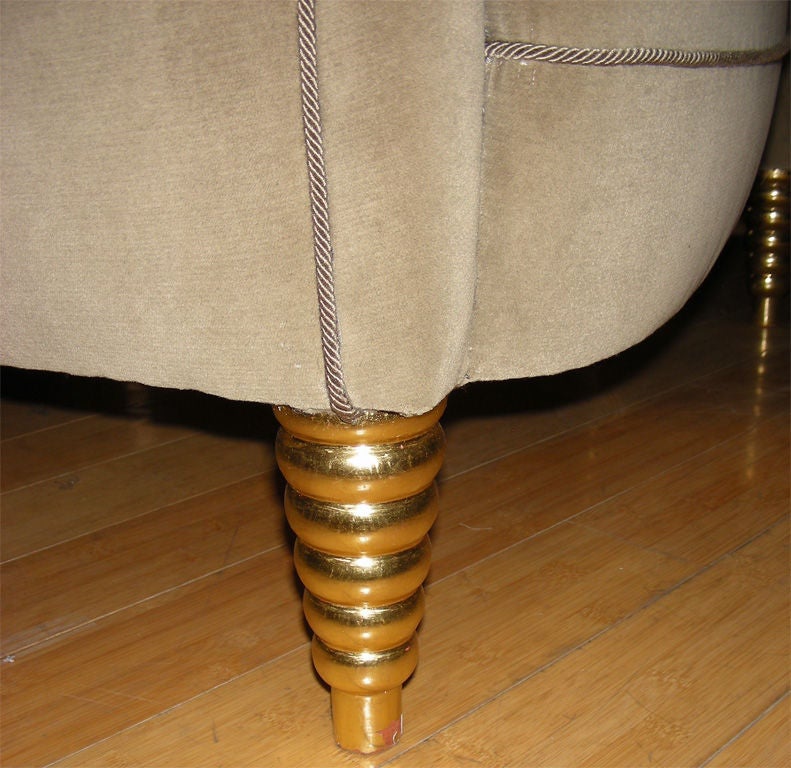  Gold Leaf Legs Set with a Couch and Two Chairs attributed For Sale 1