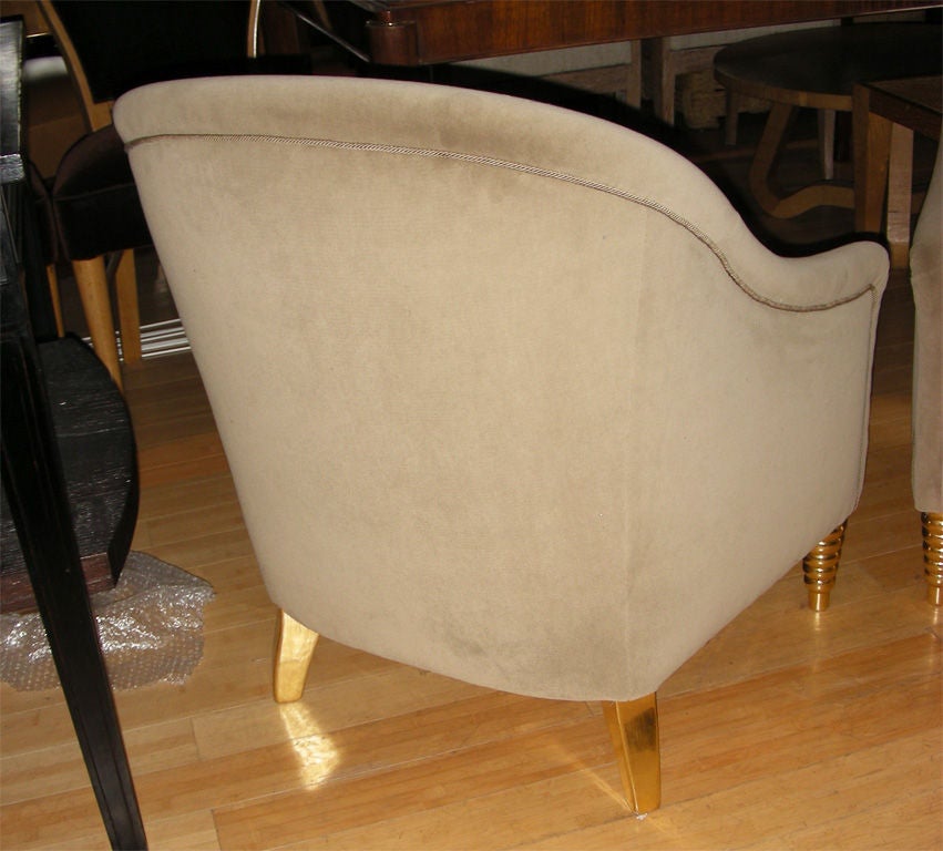  Gold Leaf Legs Set with a Couch and Two Chairs attributed For Sale 2