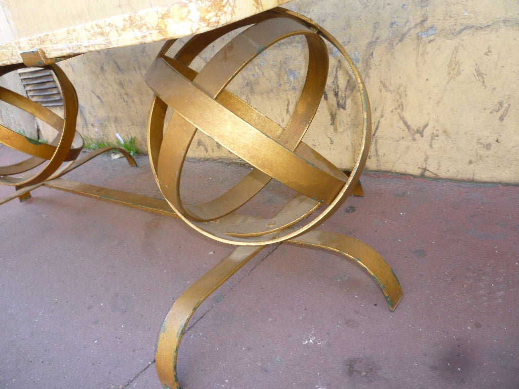 Wrought Iron Globes Amazing 1950s Coffee Table in the Style of Jean Royere