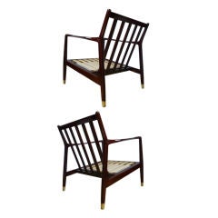 superb design
pair of easy chairs in dark wood and metal legs superb design
pair of easy chairs in dark wood and metal legs