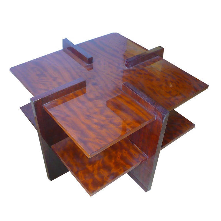 Art Deco Modernist Coffee Table in Burl For Sale